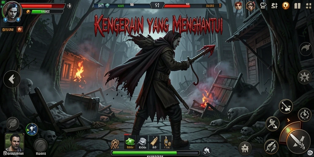 Tangkapan layar menampilkan aksi menegangkan dalam game Horror 5RT.