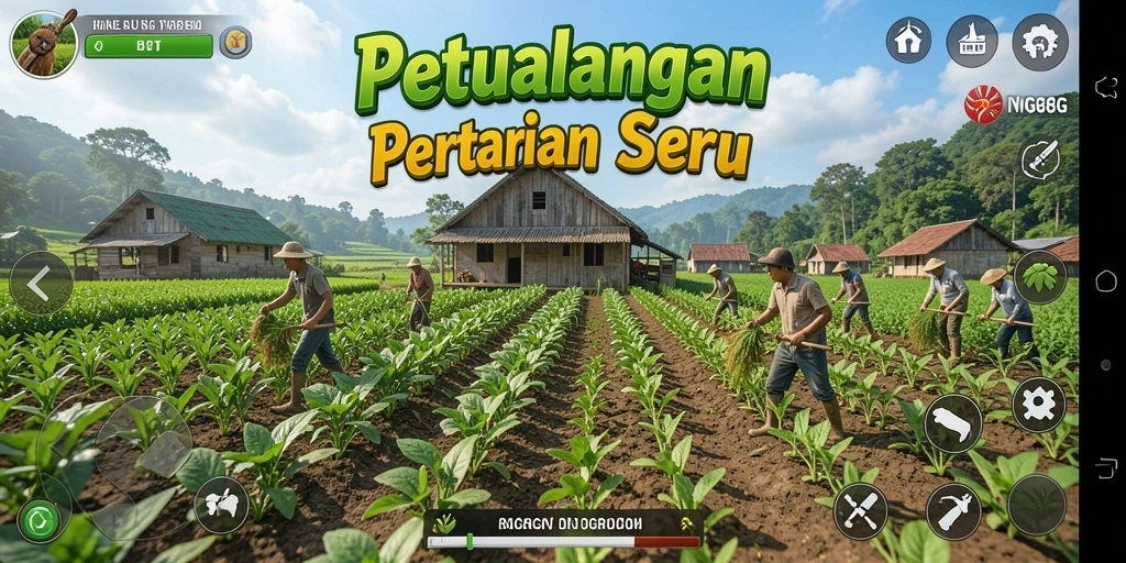 Screenshot gameplay 8G8G menampilkan aktivitas bertani yang seru dan interaktif.