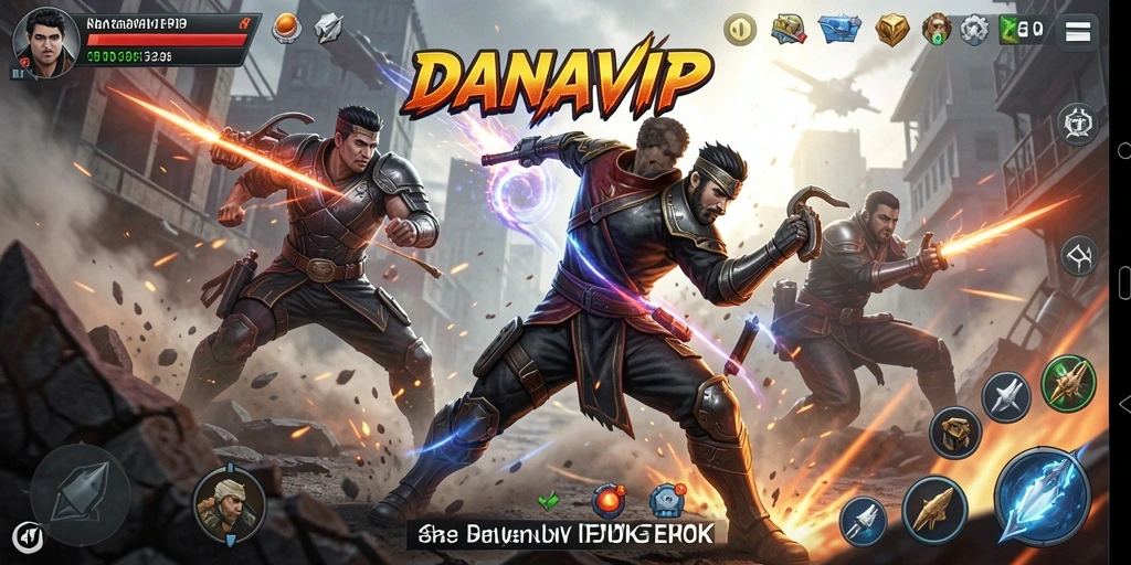 Tampilan gameplay action yang mengesankan dalam DANAVIP.