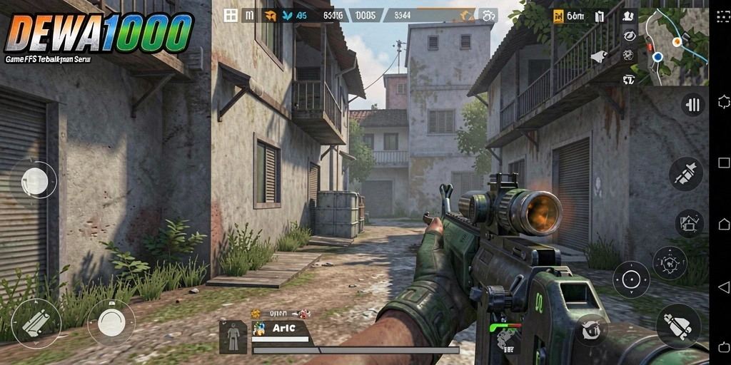 Gameplay DEWA1000 dengan aksi menembak yang intens dan grafik memukau.