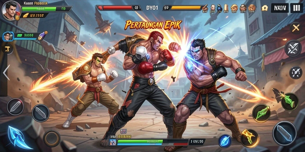 Screenshot gameplay pertarungan seru di DY01 dengan aksi yang mendebarkan.
