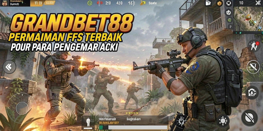 Tangkapan layar gameplay dari GRANDBET88 menampilkan aksi tembak-menembak yang seru.