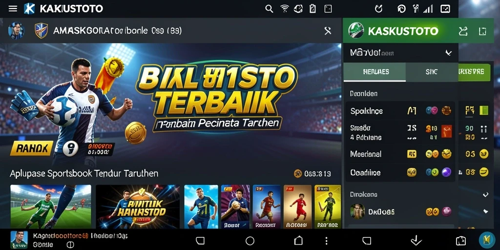 Tampilan aplikasi KASKUSTOTO dengan fitur taruhan olahraga yang menarik.