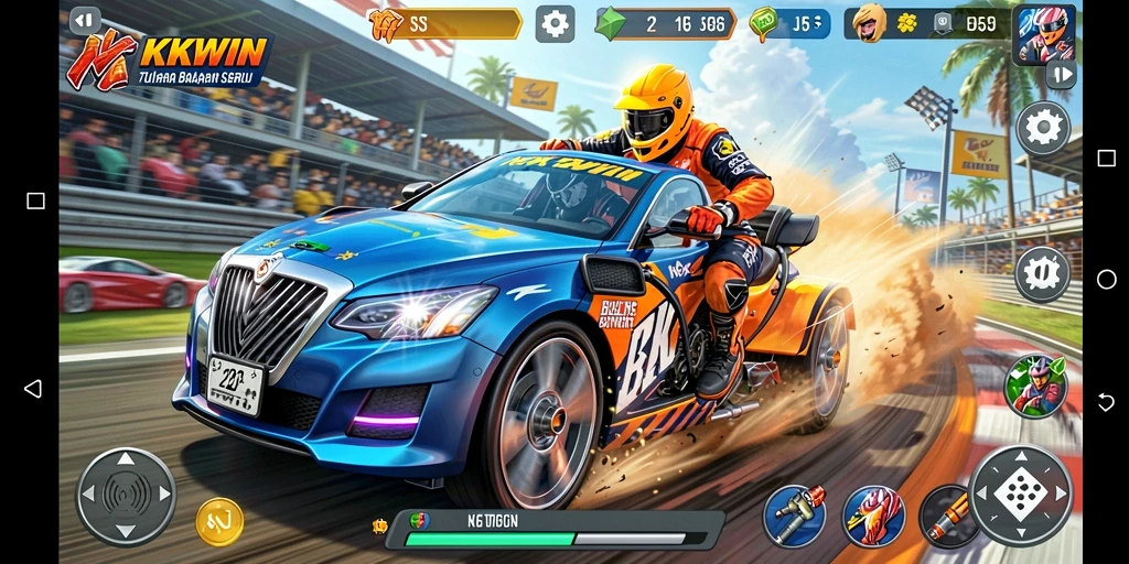 Screenshot KKWIN menampilkan momen balapan yang mendebarkan dan grafis yang memukau.