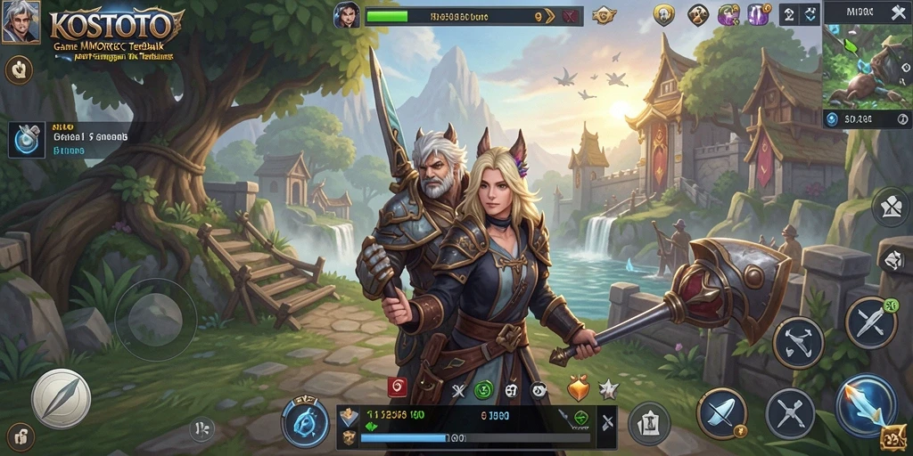 Gameplay seru dalam KOSTOTO yang menampilkan pertempuran epik dan eksplorasi dunia fantasi.