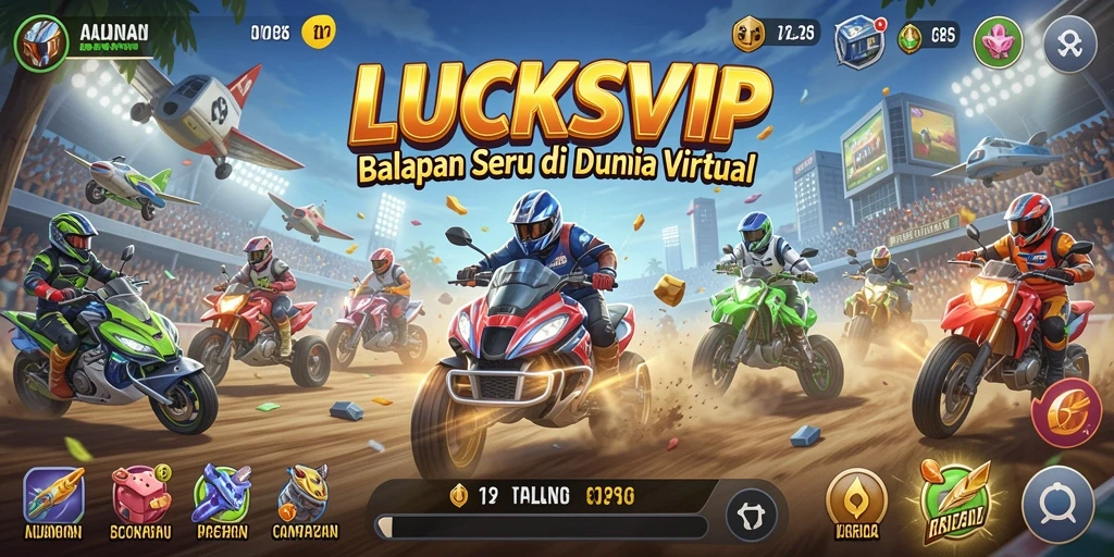 Screenshot gameplay LUCKSVIP yang menampilkan aksi balapan yang mendebarkan.