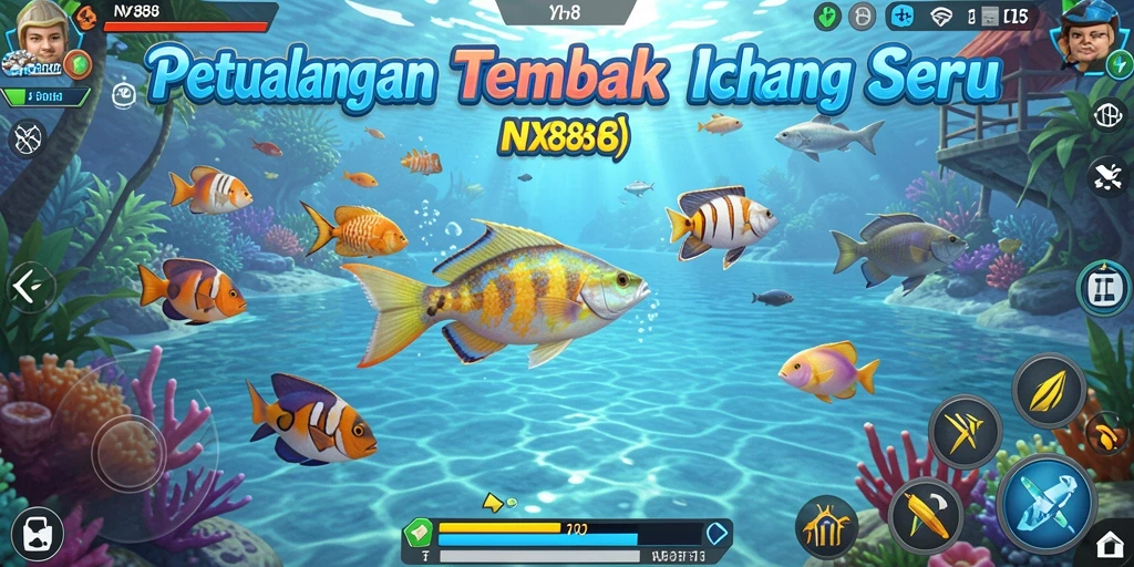 Screenshot gameplay NX888 yang sedang menangkap ikan.