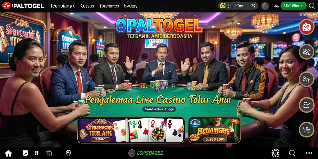 Screenshot OPALTOGEL menampilkan dealer profesional dan permainan kasino langsung.
