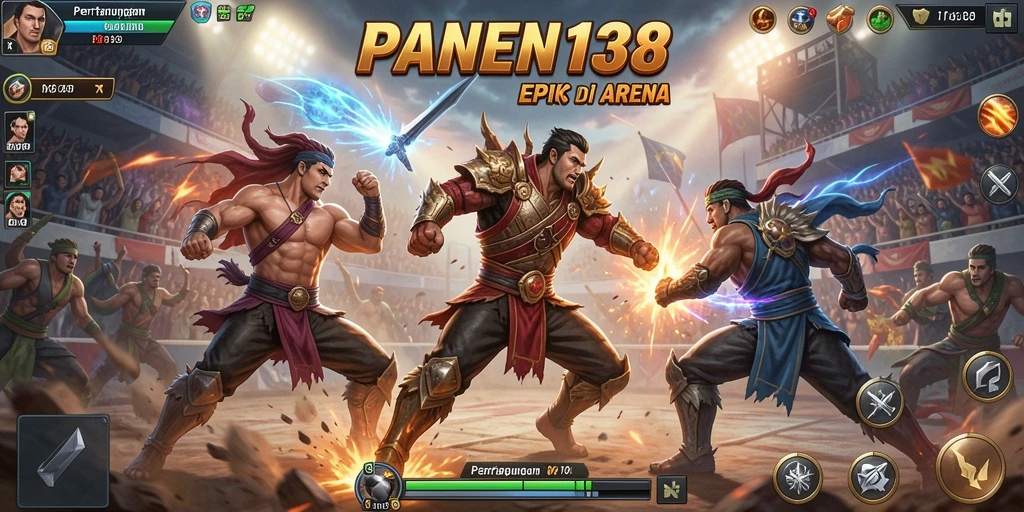 Screenshot gameplay PANEN138 yang menunjukkan pertarungan epik.