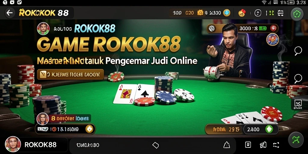 Screenshot utama ROKOK88 menampilkan aksi seru permainan Poker.