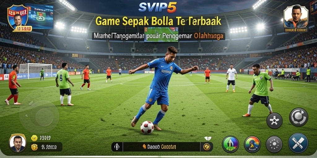 Screenshot gameplay SVIP5 yang menampilkan pertempuran di lapangan sepak bola.