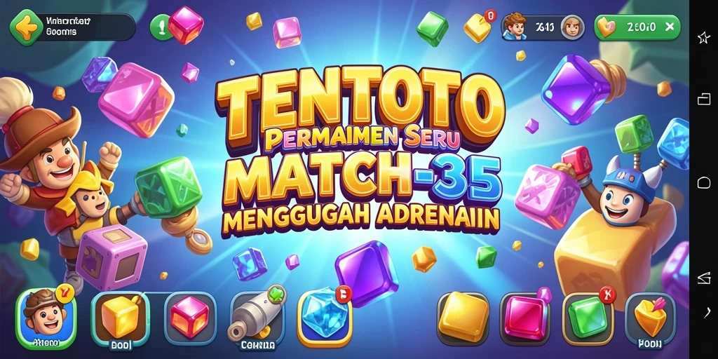 Screenshot gameplay TENTOTO yang menarik dengan tantangan Match-3.