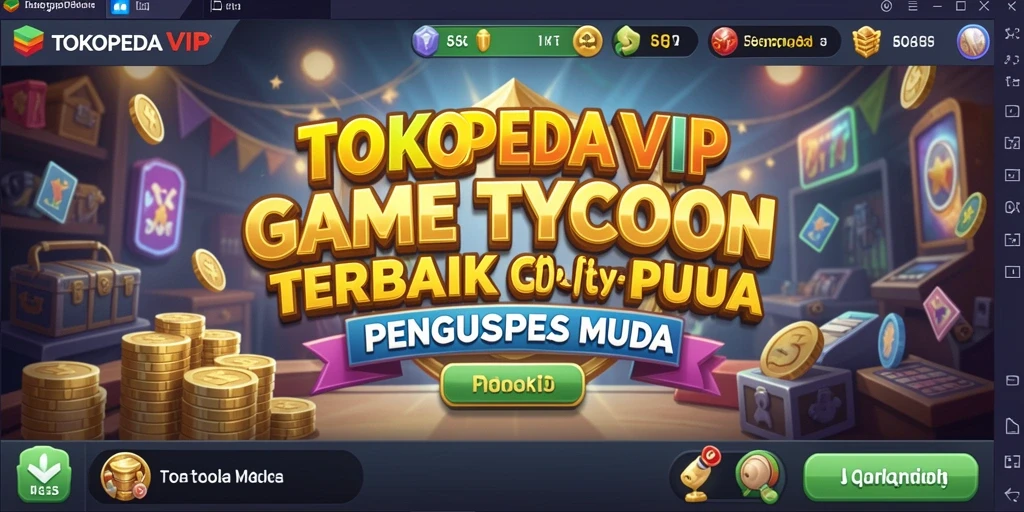 Tampilan gameplay TOKOPEDIAVIP yang menampilkan bisnis yang berkembang.