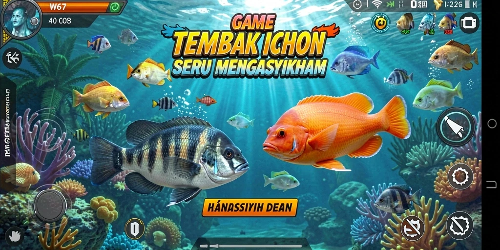Tampilan screenshot W67 menampilkan aksi seru dalam permainan Tembak Ikan.